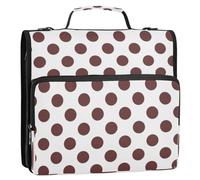 Kcldeci 3 Ring 2 Inch Zipper Binder,Brown Dots 500 Sheet Organizer Binder Bag with Shoulder Strap Expanding Files for School and Office