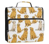 Kcldeci 3 Ring 2 Inch Zipper Binder,Cartoon Golden Retrievers 500 Sheet Organizer Binder Bag with Shoulder Strap Expanding Files for School and Office