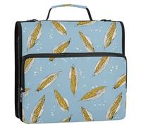 Kcldeci 3 Ring 2 Inch Zipper Binder,Corn Cobs Dots 500 Sheet Organizer Binder Bag with Shoulder Strap Expanding Files for School and Office