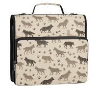 Kcldeci 3 Ring 2 Inch Zipper Binder,Coyotes Wolf 500 Sheet Organizer Binder Bag with Shoulder Strap Expanding Files for School and Office