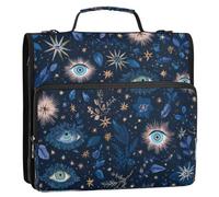 Kcldeci 3 Ring 2 Inch Zipper Binder, Evil Eye Magic Floral 500 Sheet Organizer Binder Bag with Shoulder Strap Expanding Files for School and Office