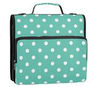 Kcldeci 3 Ring 2 Inch Zipper Binder,Green and White Dots 500 Sheet Organizer Binder Bag with Shoulder Strap Expanding Files for School and Office