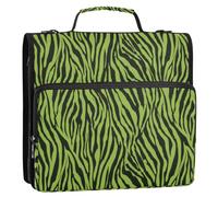 Kcldeci 3 Ring 2 Inch Zipper Binder,Green Zebra Skin 500 Sheet Organizer Binder Bag with Shoulder Strap Expanding Files for School and Office