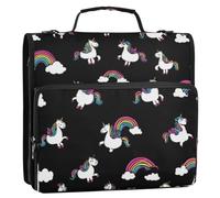 Kcldeci 3 Ring 2 Inch Zipper Binder,Pony Unicorn Rainbow 500 Sheet Organizer Binder Bag with Shoulder Strap Expanding Files for School and Office