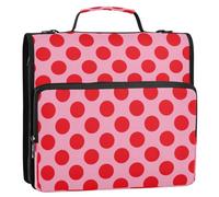 Kcldeci 3 Ring 2 Inch Zipper Binder,Red Pink Dots 500 Sheet Organizer Binder Bag with Shoulder Strap Expanding Files for School and Office