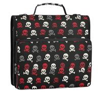 Kcldeci 3 Ring 2 Inch Zipper Binder,Skulls and Bones 500 Sheet Organizer Binder Bag with Shoulder Strap Expanding Files for School and Office