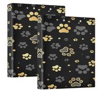 Kcldeci 3 Ring Binder 1 Inch Binders Gold Dog Paw Print and Star Cute Trapper Keeper Hardcover Three Ring Binder for Letter Size Paper for Office School 1Pack