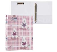 Kcldeci 3 Ring Binder Hardcover,Bear Reading Books 1.5 Inch Round Rings with Interior Pockets School Office Recipe Cards Binder Organizer 1Pack