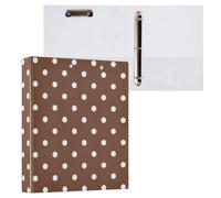 Kcldeci 3 Ring Binder Hardcover,Brown Polka Dots 1.5 Inch Round Rings with Interior Pockets School Office Recipe Cards Binder Organizer 1Pack