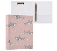 Kcldeci 3 Ring Binder Hardcover,Gray Shark Star 1.5 Inch Round Rings with Interior Pockets School Office Recipe Cards Binder Organizer 1Pack
