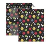 Kcldeci 3 Ring Pencil Pouch for Binder,Bowling Balls and Pins Zipper Binder Pencil Pouch, Durable Organizer for School Supplies