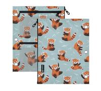 Kcldeci 3 Ring Pencil Pouch for Binder,Cute Red Panda Zipper Binder Pencil Pouch, Durable Organizer for School Supplies