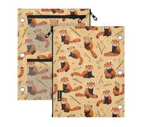 Kcldeci 3 Ring Pencil Pouch for Binder,Cute Red Pandas Zipper Binder Pencil Pouch, Durable Organizer for School Supplies