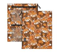 Kcldeci 3 Ring Pencil Pouch for Binder,Cute Red Pandas Zipper Binder Pencil Pouch, Durable Organizer for School Supplies