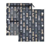 Kcldeci 3 Ring Pencil Pouch for Binder,Gray Chess Pieces Zipper Binder Pencil Pouch, Durable Organizer for School Supplies