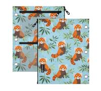 Kcldeci 3 Ring Pencil Pouch for Binder,Red Pandas Cute Designs Zipper Binder Pencil Pouch, Durable Organizer for School Supplies