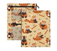 Kcldeci 3 Ring Pencil Pouch for Binder,Red Pandas Pattern Zipper Binder Pencil Pouch, Durable Organizer for School Supplies