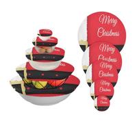Kcldeci 5 Pieces Bowl Covers Reusable Bowl Covers Merry Christmas Santa Belt Fresh Keeping Bags Food Plastic Wrap Elastic Bowl Covers Food Covers Stretch Elastic Food Storage Covers