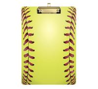 Kcldeci A Closeup Yellow Softball Laces Baseball Acrylic Clipboards Standard A4 Letter Size Clip Board for Classroom School and Office Use for Kids Student Teacher Gold 12x9in