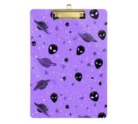 Kcldeci Acrylic Clipboard A4 Size Clipboards for Classroom Nursing Alien Purple Galaxy Clip Board Hardboard for Office Supplies, School Gold 12x9in