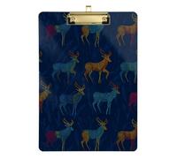 Kcldeci Acrylic Clipboard A4 Size Clipboards for Classroom Nursing Antelope Colorful Blue Clip Board Hardboard for Office Supplies, School Gold 12x9in