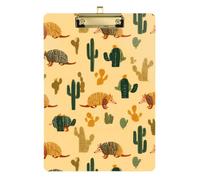 Kcldeci Acrylic Clipboard A4 Size Clipboards for Classroom Nursing Armadillo Green Cactus Clip Board Hardboard for Office Supplies, School Silver 12x9in