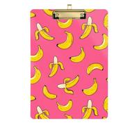 Kcldeci Acrylic Clipboard A4 Size Clipboards for Classroom Nursing Bananas on Pink Clip Board Hardboard for Office Supplies, School Silver 12x9in