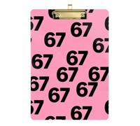 Kcldeci Acrylic Clipboard A4 Size Clipboards for Classroom Nursing Black 67 on Pink Clip Board Hardboard for Office Supplies, School Gold 12x9in