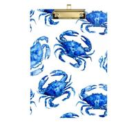 Kcldeci Acrylic Clipboard A4 Size Clipboards for Classroom Nursing Blue Crab Clip Board Hardboard for Office Supplies, School Gold 12x9in