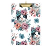 Kcldeci Acrylic Clipboard A4 Size Clipboards for Classroom Nursing Boho Cat Cute Kitten Clip Board Hardboard for Office Supplies, School Gold 12x9in