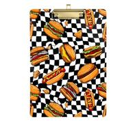Kcldeci Acrylic Clipboard A4 Size Clipboards for Classroom Nursing Burger Chips Checker Clip Board Hardboard for Office Supplies, School Gold 12x9in