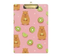 Kcldeci Acrylic Clipboard A4 Size Clipboards for Classroom Nursing Capybara Kiwi Fruit Clip Board Hardboard for Office Supplies, School Gold 12x9in