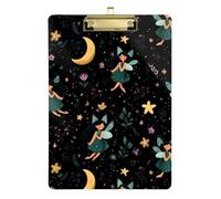 Kcldeci Acrylic Clipboard A4 Size Clipboards for Classroom Nursing Cartoon Fairy Clip Board Hardboard for Office Supplies, School Gold 12x9in