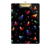 Kcldeci Acrylic Clipboard A4 Size Clipboards for Classroom Nursing Cat Star on Black Clip Board Hardboard for Office Supplies, School Gold 12x9in