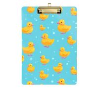 Kcldeci Acrylic Clipboard A4 Size Clipboards for Classroom Nursing Colorful Cute Ducky Clip Board Hardboard for Office Supplies, School Silver 12x9in