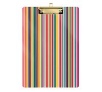 Kcldeci Acrylic Clipboard A4 Size Clipboards for Classroom Nursing Colorful Vertical Stripes Clip Board Hardboard for Office Supplies, School Gold 12x9in