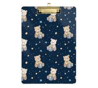Kcldeci Acrylic Clipboard A4 Size Clipboards for Classroom Nursing Cute Bear Popcorn Clip Board Hardboard for Office Supplies, School Silver 12x9in