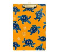 Kcldeci Acrylic Clipboard A4 Size Clipboards for Classroom Nursing Cute Blue Turtle Clip Board Hardboard for Office Supplies, School Silver 12x9in
