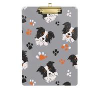 Kcldeci Acrylic Clipboard A4 Size Clipboards for Classroom Nursing Cute Border Collie Dog Clip Board Hardboard for Office Supplies, School Silver 12x9in