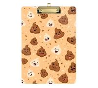 Kcldeci Acrylic Clipboard A4 Size Clipboards for Classroom Nursing Cute Poop Brown Clip Board Hardboard for Office Supplies, School Silver 12x9in