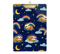 Kcldeci Acrylic Clipboard A4 Size Clipboards for Classroom Nursing Cute Sleelping Sloth Clip Board Hardboard for Office Supplies, School Gold 12x9in