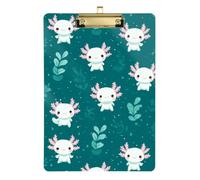 Kcldeci Acrylic Clipboard A4 Size Clipboards for Classroom Nursing Cute White Axolotl Clip Board Hardboard for Office Supplies, School Silver 12x9in