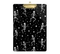 Kcldeci Acrylic Clipboard A4 Size Clipboards for Classroom Nursing Dancing Skeleton Star Clip Board Hardboard for Office Supplies, School Silver 12x9in