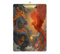 Kcldeci Acrylic Clipboard A4 Size Clipboards for Classroom Nursing Dragon and A Phoenix Clip Board Hardboard for Office Supplies, School Silver12x9in