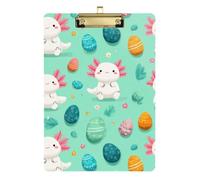 Kcldeci Acrylic Clipboard A4 Size Clipboards for Classroom Nursing Egg and Cute Axolotl Clip Board Hardboard for Office Supplies, School Silver 12x9in