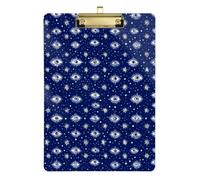Kcldeci Acrylic Clipboard A4 Size Clipboards for Classroom Nursing Evil Eye Magic Star1 Clip Board Hardboard for Office Supplies, School Gold 12x9in