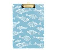 Kcldeci Acrylic Clipboard A4 Size Clipboards for Classroom Nursing Fish Bones Clip Board Hardboard for Office Supplies, School Silver 12x9in