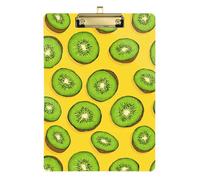 Kcldeci Acrylic Clipboard A4 Size Clipboards for Classroom Nursing Fruit Kiwi Slice Clip Board Hardboard for Office Supplies, School Silver 12x9in