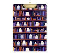 Kcldeci Acrylic Clipboard A4 Size Clipboards for Classroom Nursing Ghosts on Bookshelves Clip Board Hardboard for Office Supplies, School Silver 12x9in