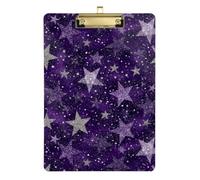 Kcldeci Acrylic Clipboard A4 Size Clipboards for Classroom Nursing Glitter Gothic Stars Clip Board Hardboard for Office Supplies, School Gold 12x9in